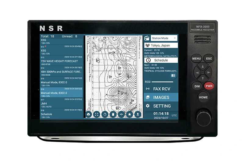 Основной прибор NSR NFX-3000 с погодной картой на дисплее